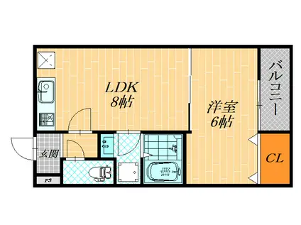 菊水通マンション(1LDK/1階)の間取り写真