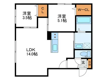 ESTALION SOEN エスタリオンソウエン(2LDK/4階)の間取り写真