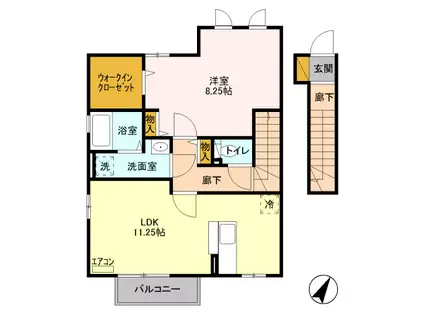 D-ROOMメゾンソレイユ A203(1LDK/2階)の間取り写真