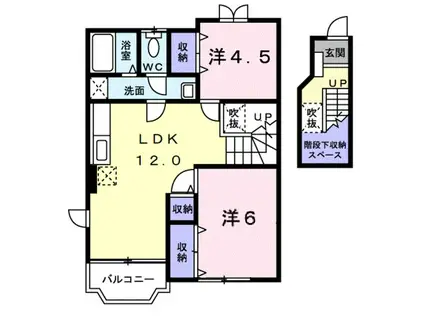 メゾンドソレイユB(2LDK/2階)の間取り写真