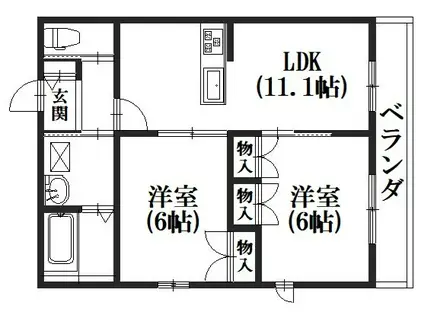 メゾン南中久世(2LDK/2階)の間取り写真