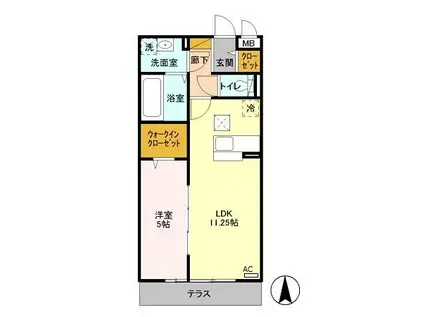 セピアコート(1LDK/1階)の間取り写真