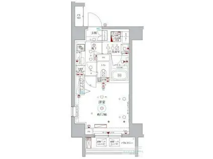 ラグディア北新宿(1K/7階)の間取り写真