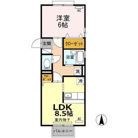 セジュールMIYA(1LDK/1階)の間取り写真