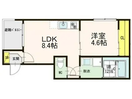 ソルイルミノ神宮前(1LDK/3階)の間取り写真
