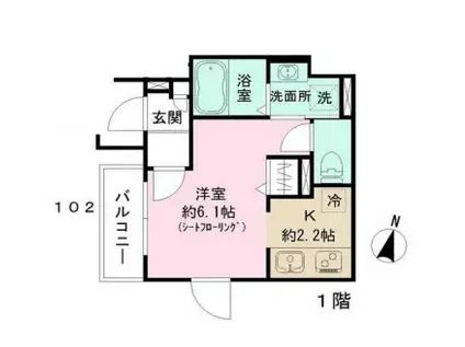 FELICE(1K/1階)の間取り写真