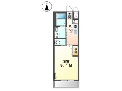 オーシャンII(1K/1階)の間取り写真