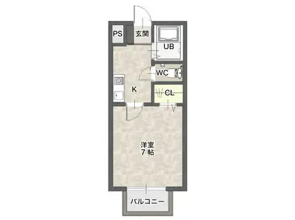 コーポ嵯峨野(1K/2階)の間取り写真