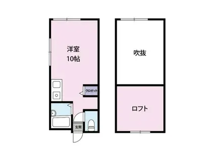 エトワール音無(ワンルーム/2階)の間取り写真