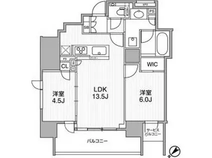 渋谷本町マンション(2LDK/13階)の間取り写真