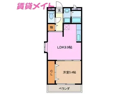 道伯ゴールドヒルズ ローレル(1LDK/1階)の間取り写真