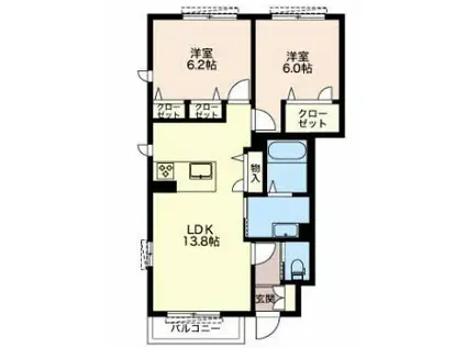 シャーメゾン高岡(2LDK/1階)の間取り写真