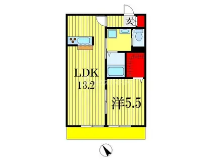 グランソレイユ西登戸(1LDK/2階)の間取り写真