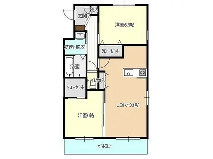 LEUCADIA ルーケディア(2LDK/3階)の間取り写真