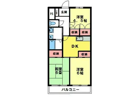 恩田コーポⅡ(3DK/3階)の間取り写真