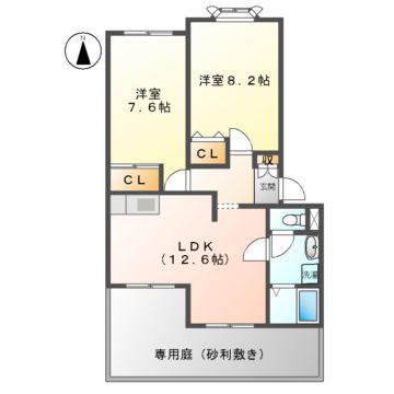 マルベリーS(2LDK/1階)の間取り写真
