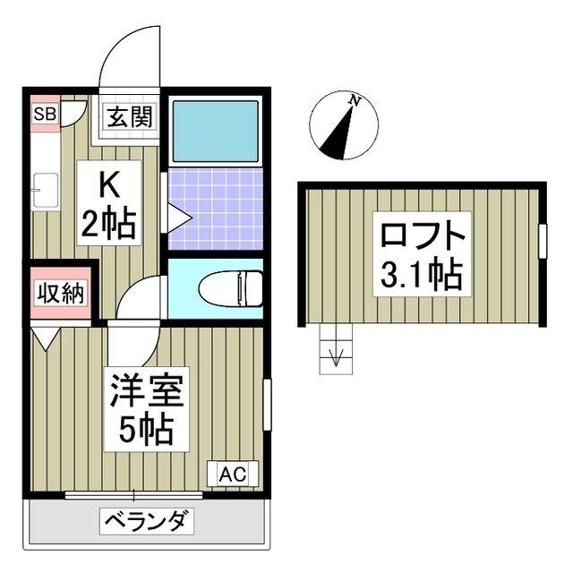 さつきコーポ(1K/2階)の間取り写真