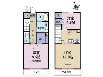 SELEAS TODOROKI(2LDK/1階)の間取り写真