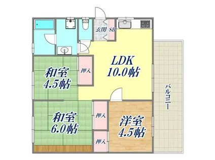森本マンション(3LDK/1階)の間取り写真