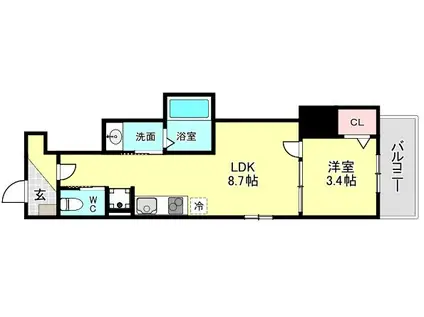 BUZZ北加賀屋(1LDK/1階)の間取り写真