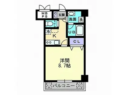 パストラーレ羽衣(1K/6階)の間取り写真