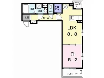 アベニール九の城(1LDK/3階)の間取り写真