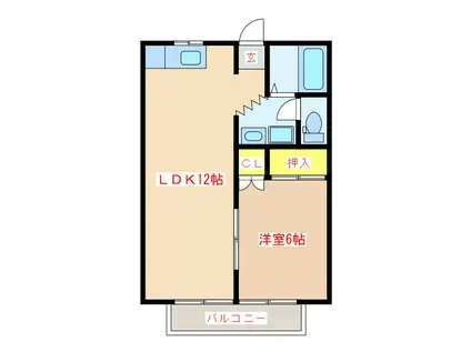 フレンズK(1LDK/1階)の間取り写真