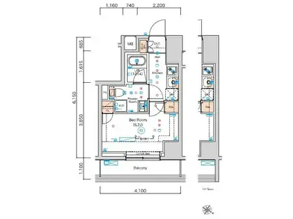 スクエアシティ横濱大通公園AZ(1K/1階)の間取り写真