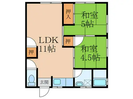 コーポファミリア(2LDK/2階)の間取り写真