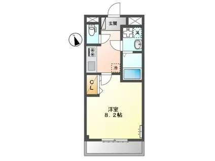 アンベリール上大岡(1K/1階)の間取り写真