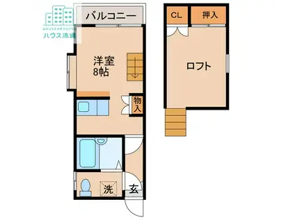 リヴェール白鳥(ワンルーム/2階)の間取り写真