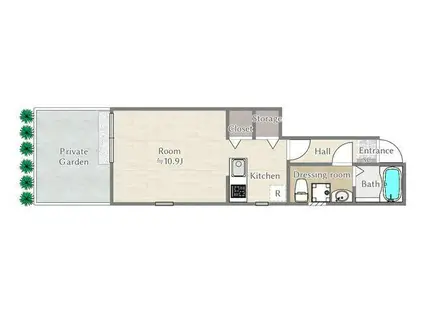 JMアメリカンリバティーIII(ワンルーム/1階)の間取り写真