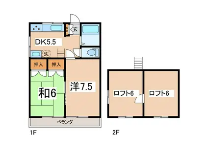 ハイツ竜王(2DK/2階)の間取り写真
