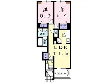 エリーゼ(2LDK/1階)の間取り写真