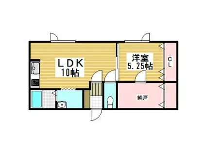プルメリア(1LDK/2階)の間取り写真