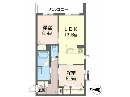 シャーメゾン ジー コート ホウゼンジ(2LDK/2階)の間取り写真