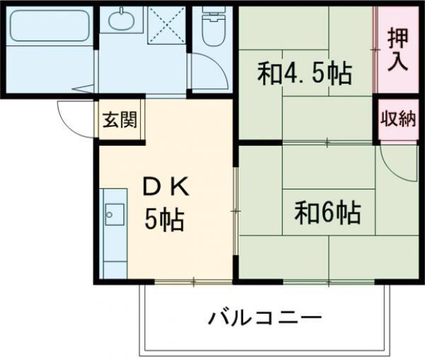 アーバン保城(2DK/1階)の間取り写真