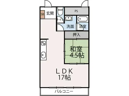 山科ハイツ(1LDK/7階)の間取り写真