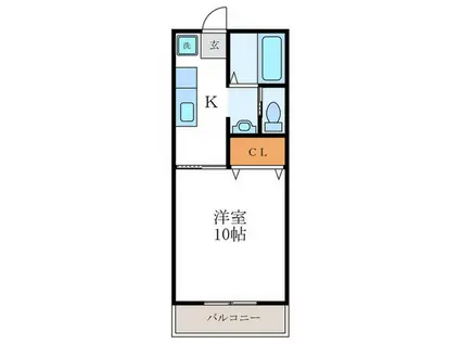 ビーライン清風(1K/1階)の間取り写真