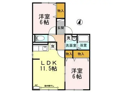 ウィルモアK103(2LDK/1階)の間取り写真