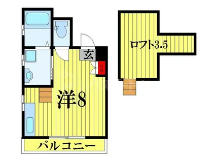 メゾン・ド・ルクプル(ワンルーム/2階)の間取り写真
