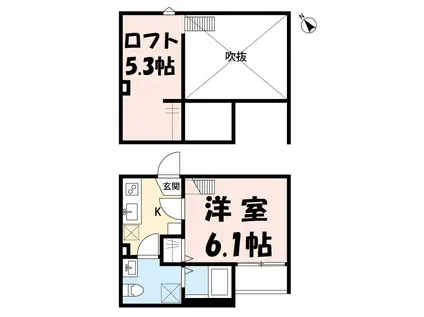 ラ・フィオーレ東大宮(1K/2階)の間取り写真