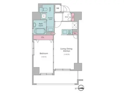 レジディア秋葉原(1LDK/2階)の間取り写真