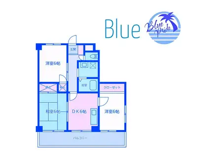 第3山根ビル(3DK/6階)の間取り写真