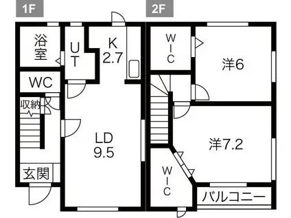 キャスケードA棟(2LDK/1階)の間取り写真