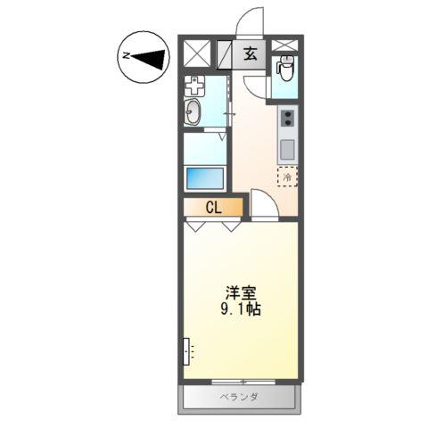 CRECIA M(1K/2階)の間取り写真