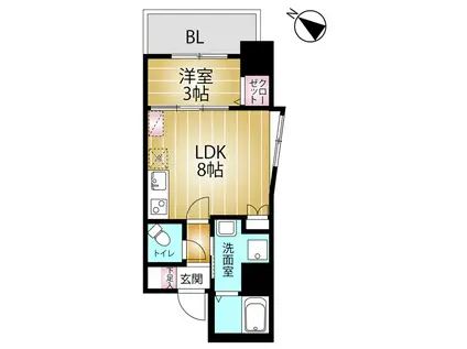 LANART蘇我(1LDK/3階)の間取り写真