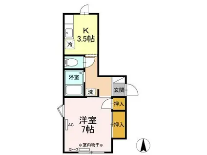 メイユール千羽 A(1K/1階)の間取り写真