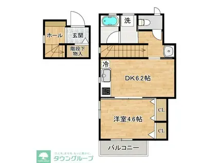 ドミールこまぎ乃(1DK/2階)の間取り写真