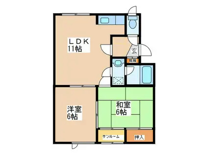 ルーベデンス金戸(2LDK/2階)の間取り写真